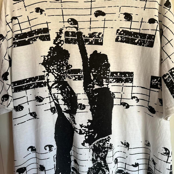 White and black graphic tee