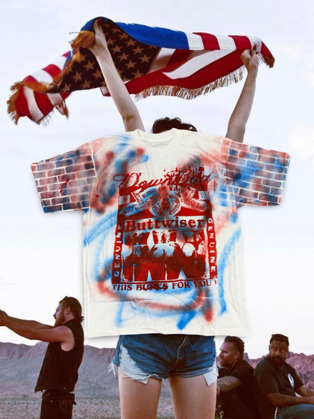 DOWN BAD. 4th Of July Buttwiser Parody T-Shirt