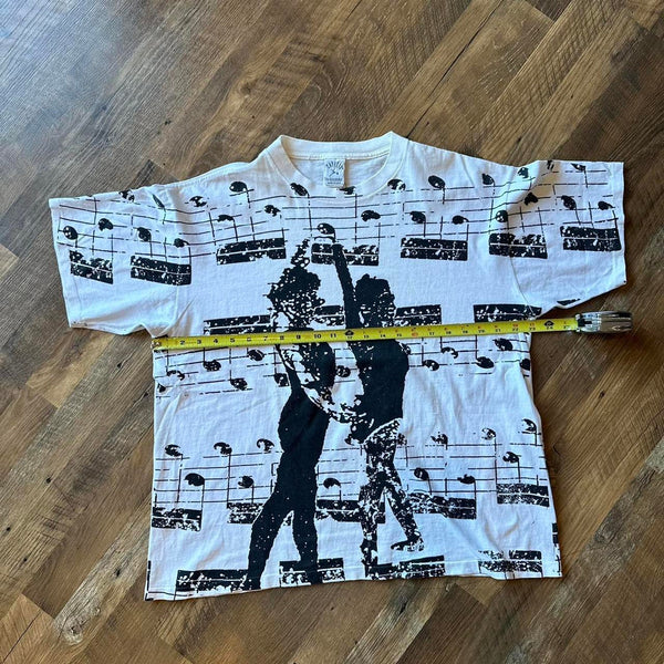 White and black graphic tee