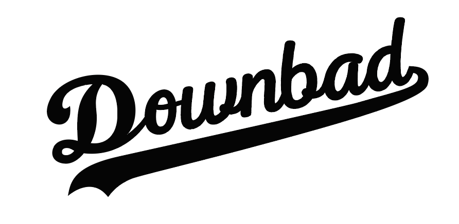 WAVYOAKS DOWN BAD. Baseball Script Logo