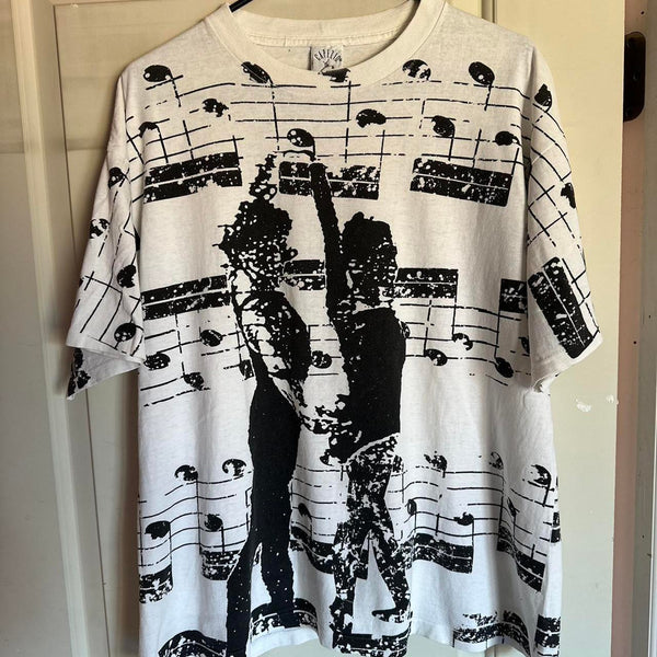 White and black graphic tee